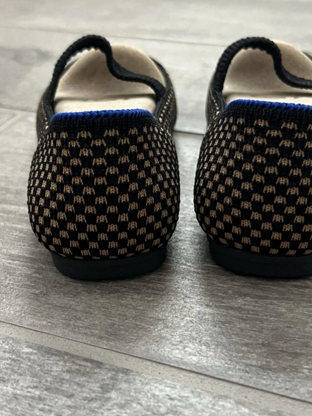 Rothy's Kids Mary Jane Shoes Wren Micro Check Size 11 Black Brown Flats